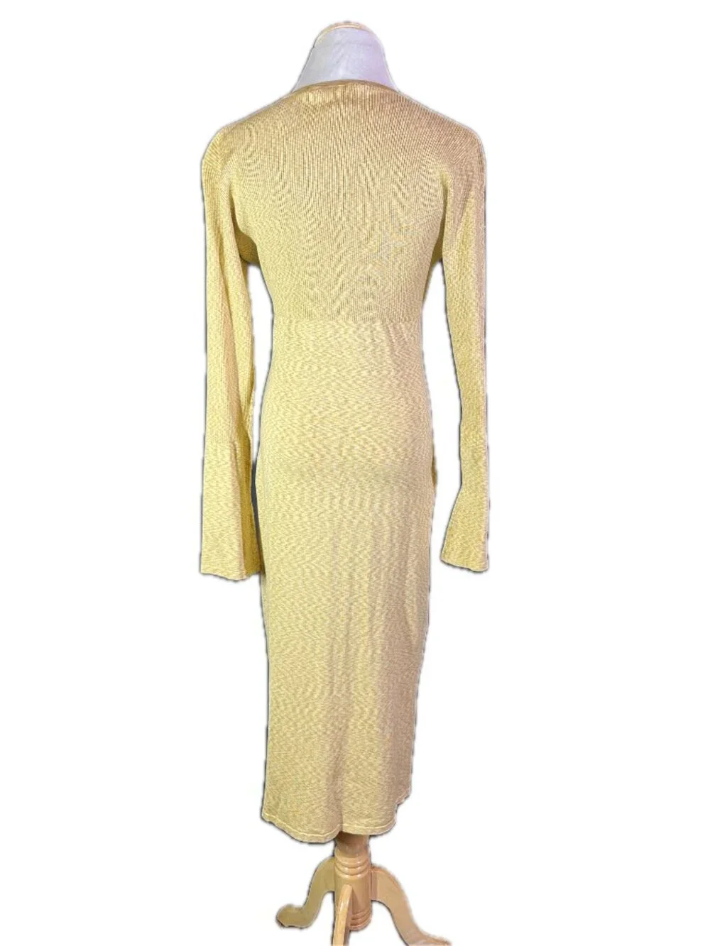 Tina Hagen Size S Long Knit Duster Cardigan Silk Yellow-Tan